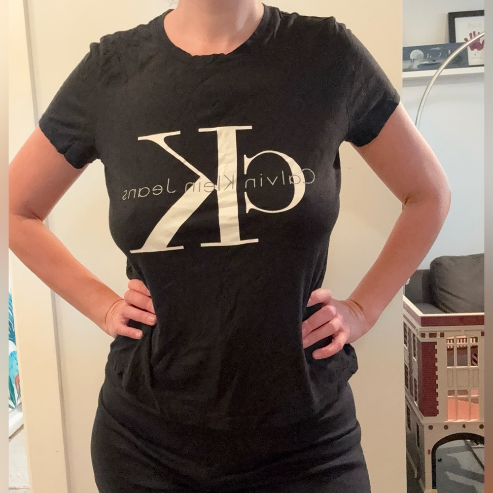 Calvin Klein Jeans Black Tee with White CK Logo